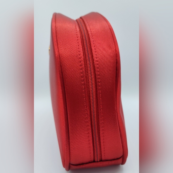 Early 1990s Vintage DIOR Parfum Red Satin Vanity Gold Plaque Vanity Makeup Bag - Picture 3 of 10